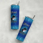 miami marlins radiant glitter blue skinny tumbler best selling.webp