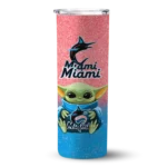 miami marlins yoda smile blue skinny tumbler best selling.webp