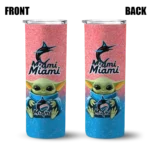 miami marlins yoda smile blue skinny tumbler best selling.webp
