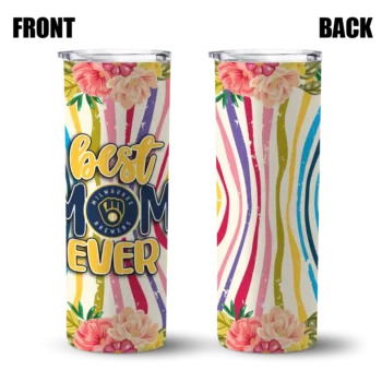 milwaukee brewers flower cluster skinny tumbler fashion forward.webp