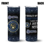 milwaukee brewers radiant glitter navy blue skinny tumbler best selling.webp