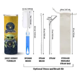 milwaukee brewers yoda smile navy blue skinny tumbler best selling.webp