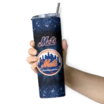 new york mets radiant glitter blue skinny tumbler best selling.webp
