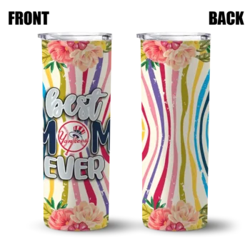new york yankees flower cluster skinny tumbler fashion forward.webp