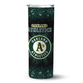 oakland athletics radiant glitter green skinny tumbler best selling.webp