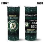 oakland athletics radiant glitter green skinny tumbler best selling.webp