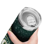 oakland athletics radiant glitter green skinny tumbler best selling.webp