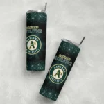 oakland athletics radiant glitter green skinny tumbler best selling.webp