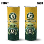 oakland athletics yoda smile green skinny tumbler best selling.webp
