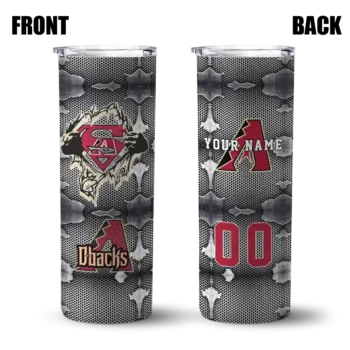 personalized arizona diamondbacks chevron v red gray skinny tumbler fashion forward.webp