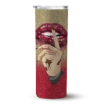 personalized arizona diamondbacks sparkle lips red skinny tumbler best selling.webp