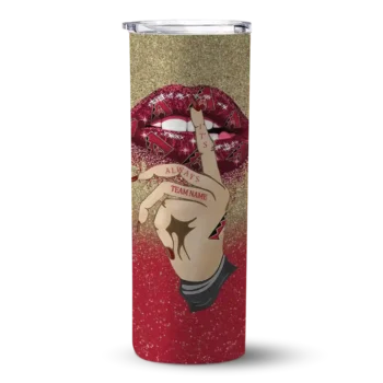 personalized arizona diamondbacks sparkle lips red skinny tumbler best selling.webp