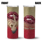 personalized arizona diamondbacks sparkle lips red skinny tumbler best selling.webp