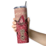 personalized arizona diamondbacks spiral burst print red skinny tumbler best selling 1.webp