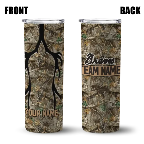 personalized atlanta braves antler flow camo skinny tumbler fashion forward.webp