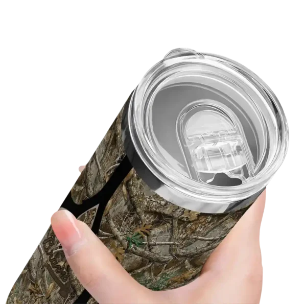 personalized atlanta braves antler flow camo skinny tumbler high quality.webp