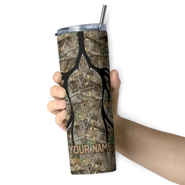 personalized atlanta braves antler flow camo skinny tumbler premium grade.webp
