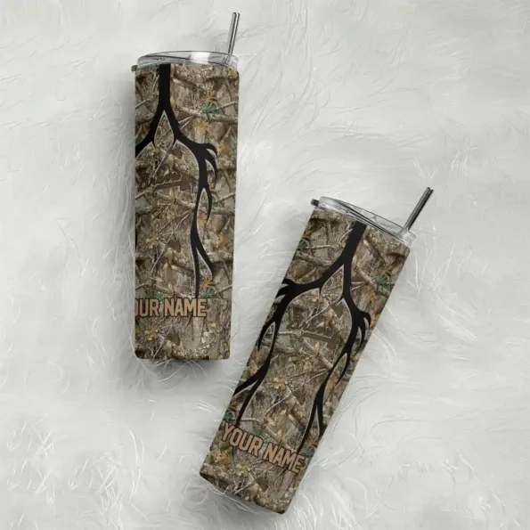 personalized atlanta braves antler flow camo skinny tumbler top rated.webp