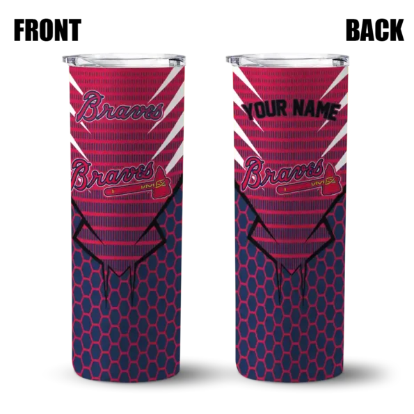 personalized atlanta braves chevron stripes navy skinny tumbler fashion forward.webp