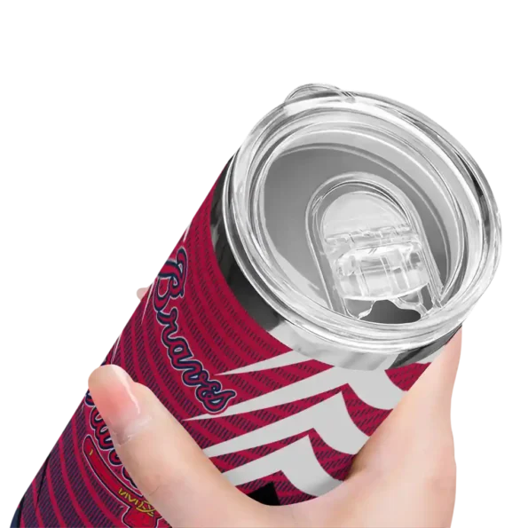 personalized atlanta braves chevron stripes navy skinny tumbler high quality.webp