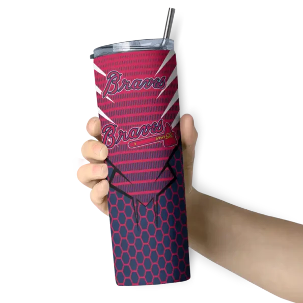 personalized atlanta braves chevron stripes navy skinny tumbler premium grade.webp