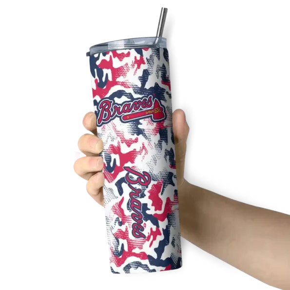 personalized atlanta braves claw marks navy white skinny tumbler premium grade.webp