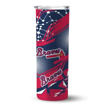 personalized atlanta braves helmet clash navy skinny tumbler best selling.webp