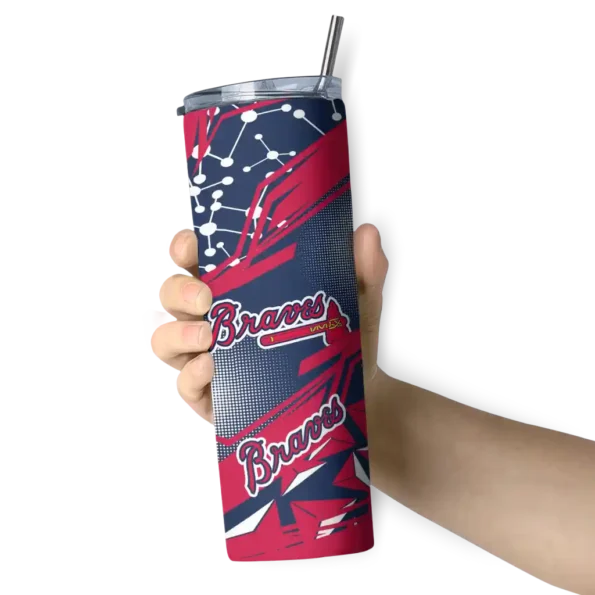 personalized atlanta braves helmet clash navy skinny tumbler premium grade.webp