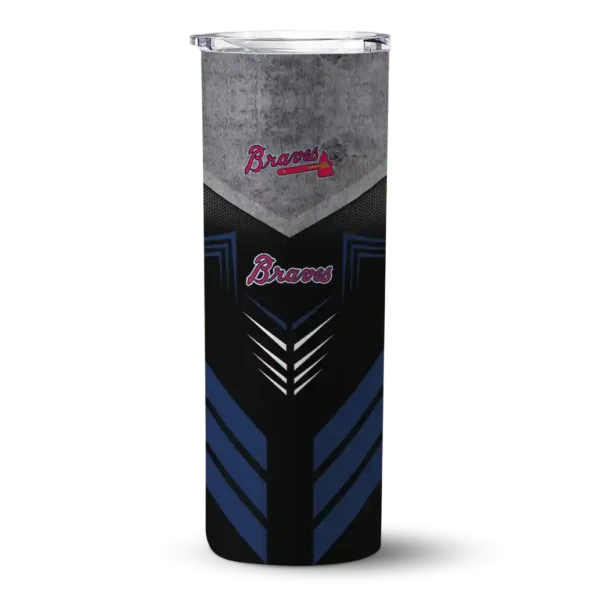 personalized atlanta braves hexagon honeycomb navy black skinny tumbler best selling.webp