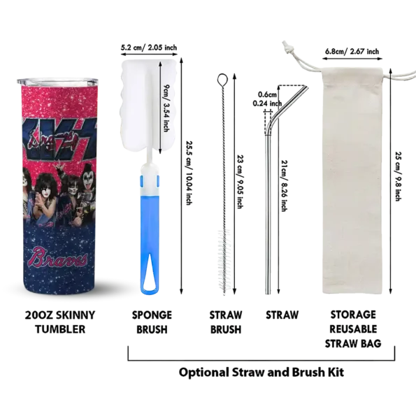 personalized atlanta braves kiss band red skinny tumbler new arrival.webp