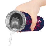 personalized atlanta braves metallic grid navy skinny tumbler best selling 2.webp