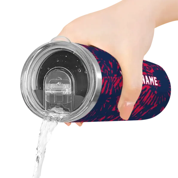 personalized atlanta braves metallic grid navy skinny tumbler latest model.webp