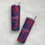 personalized atlanta braves metallic grid navy skinny tumbler best selling 2.webp