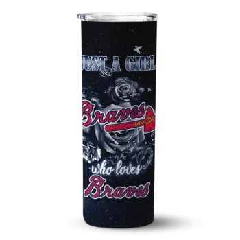 personalized atlanta braves rose romance navy black skinny tumbler best selling.webp