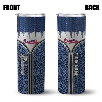 personalized atlanta braves sparkle drip navy skinny tumbler fashion forward.webp