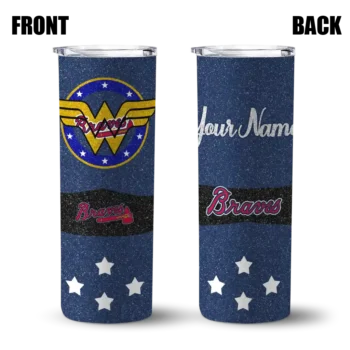 personalized atlanta braves star cluster navy skinny tumbler fashion forward.webp