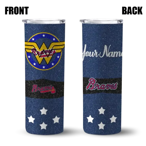 personalized atlanta braves star cluster navy skinny tumbler fashion forward.webp