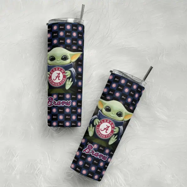 personalized atlanta braves yoda cozy navy black skinny tumbler top rated.webp