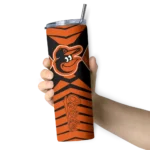 personalized baltimore orioles camo texture orange skinny tumbler best selling 1.webp
