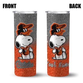 personalized baltimore orioles snoopy attitude orange skinny tumbler fashion forward.webp