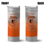 personalized baltimore orioles swirl texture orange skinny tumbler best selling.webp