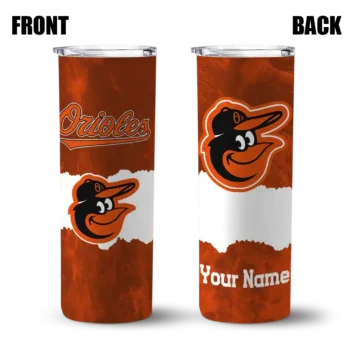 personalized baltimore orioles torn band orange white skinny tumbler fashion forward.webp