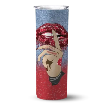 personalized boston red sox sparkle lips red skinny tumbler best selling.webp