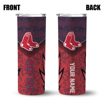 personalized boston red sox spiral burst print red skinny tumbler fashion forward.webp