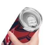 personalized boston red sox web stripes red white skinny tumbler best selling 3.webp