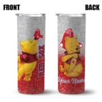 personalized boston red sox winnie the pooh red gray skinny tumbler best selling.webp