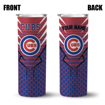 personalized chicago cubs chevron stripes blue skinny tumbler fashion forward.webp