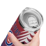 personalized chicago cubs chevron stripes blue skinny tumbler best selling 1.webp