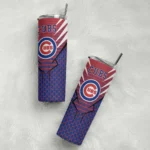 personalized chicago cubs chevron stripes blue skinny tumbler best selling 1.webp