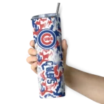 personalized chicago cubs claw marks blue white skinny tumbler best selling 1.webp